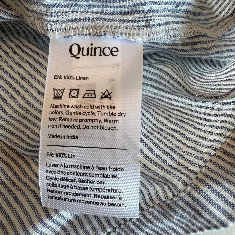 Quince NWT 100% European Linen Pajama Set Blue Pinstripe Size Medium - Picture 8 of 9